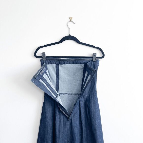 Zara Basic Denim Couture Womens Knee Length Dress Strapless Blue Wash Medium - Picture 3 of 7